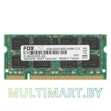 Оперативная память Foxline 2GB DDR2 SODIMM PC2-6400 (FL800D2S5-2G)